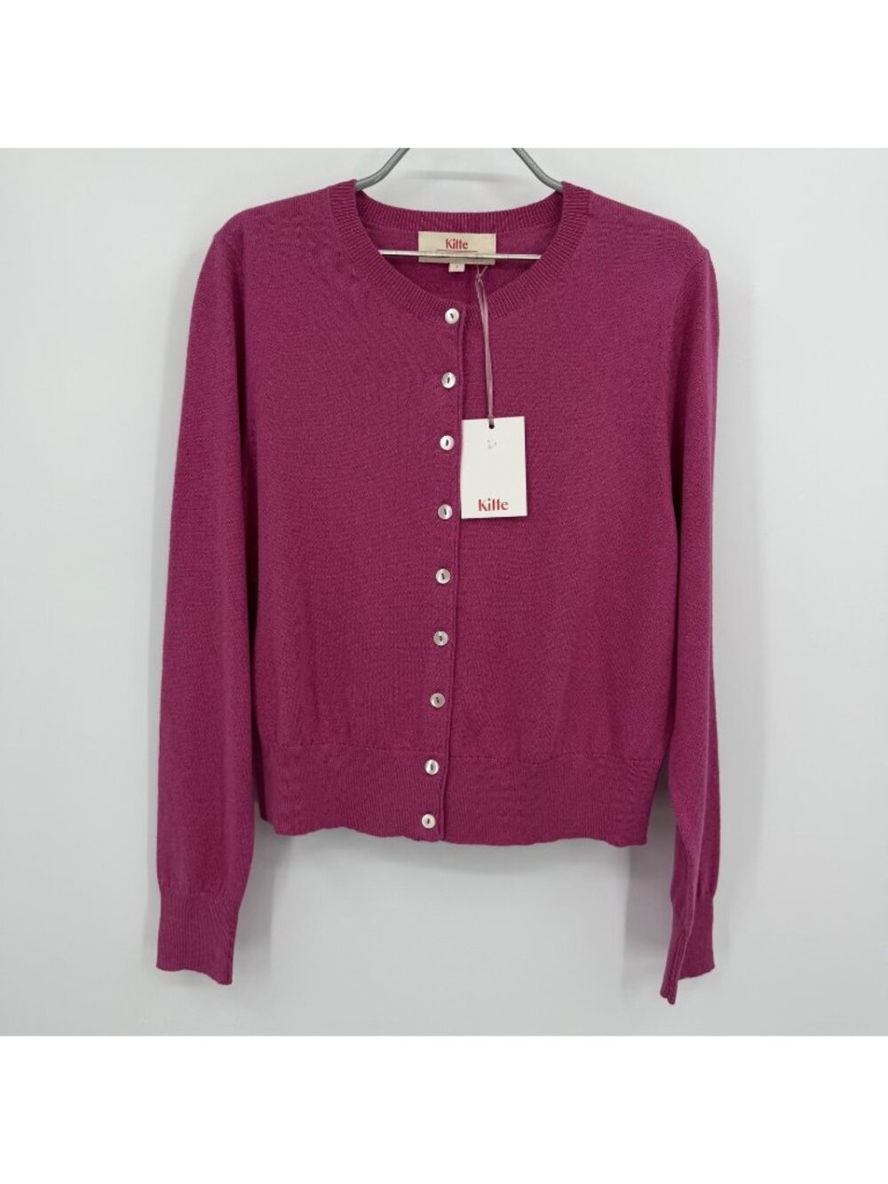 Kilte Collection Carrie Cardigan Sweater in Fuchsia size 2/M Cotton-Cashmere